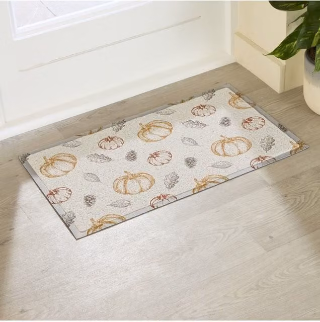 Artsy Mats Sketch Pumpkin Pattern Indoor Outdoor Doormat in Beige, W/D: 70 x 40 cm – 1