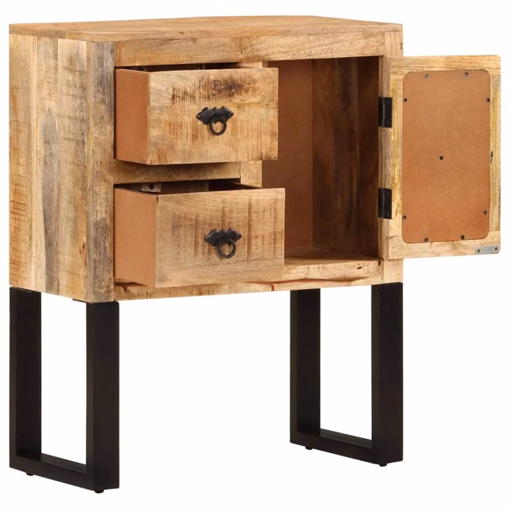 Berkfield Home Industrial Sideboard in Brown Mango Wood and Black Metal, W/D/H: 60 x 30 x 76 cm – 3