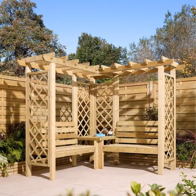 Rowlinson Richmond Corner Arbour in Natural Brown Wood