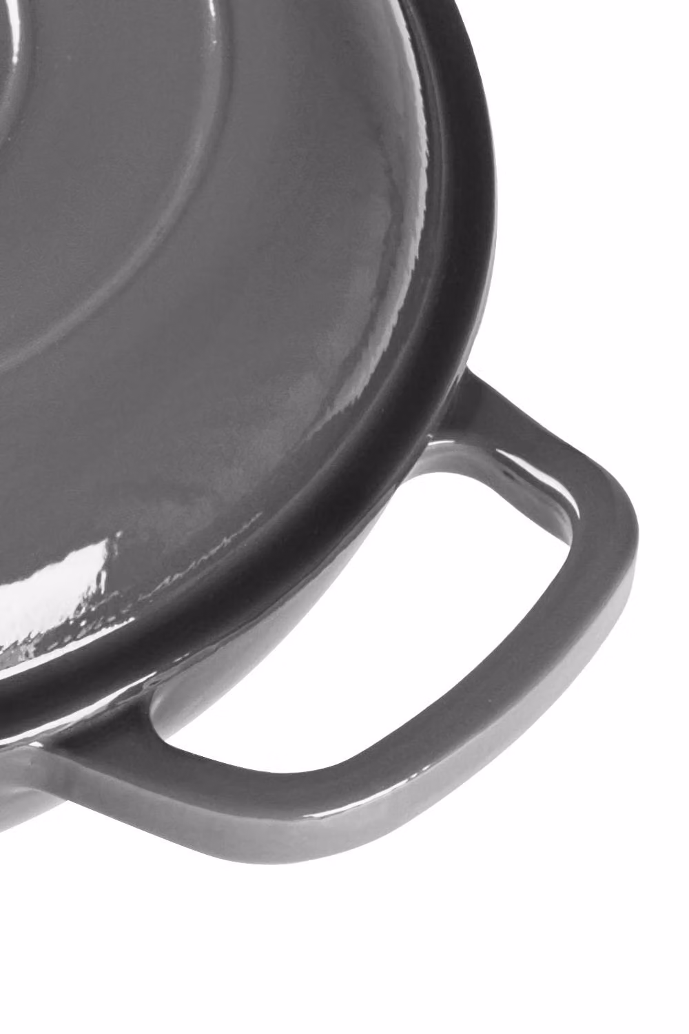 Garden Sanctuary 3.2L Enameled Cast Iron Casserole Pot with Glass Lid in Grey – 6