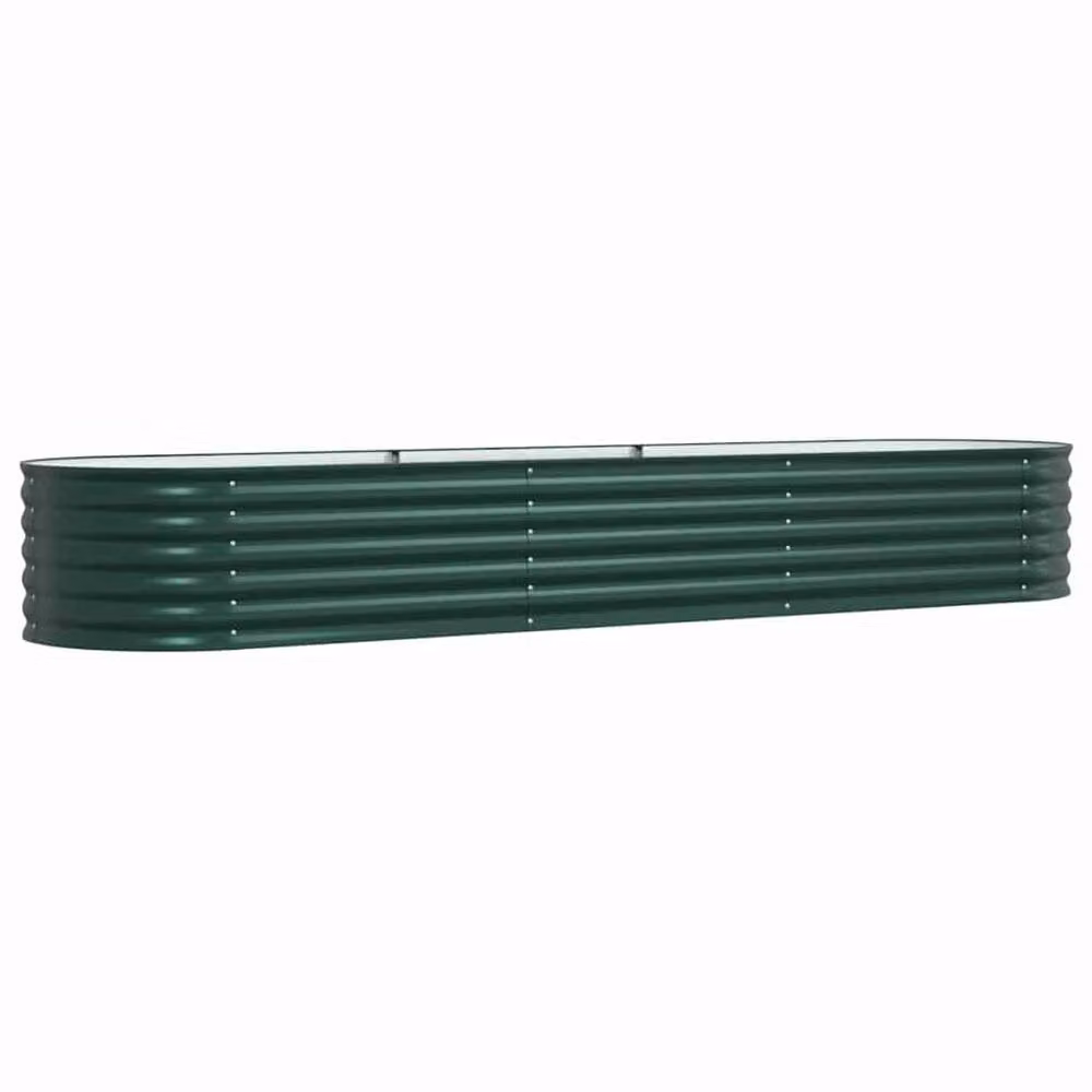 Berkfield Home Garden Green Galvanised Steel Raised Bed W: 320 cm, D: 80 cm, H: 44 cm – 3