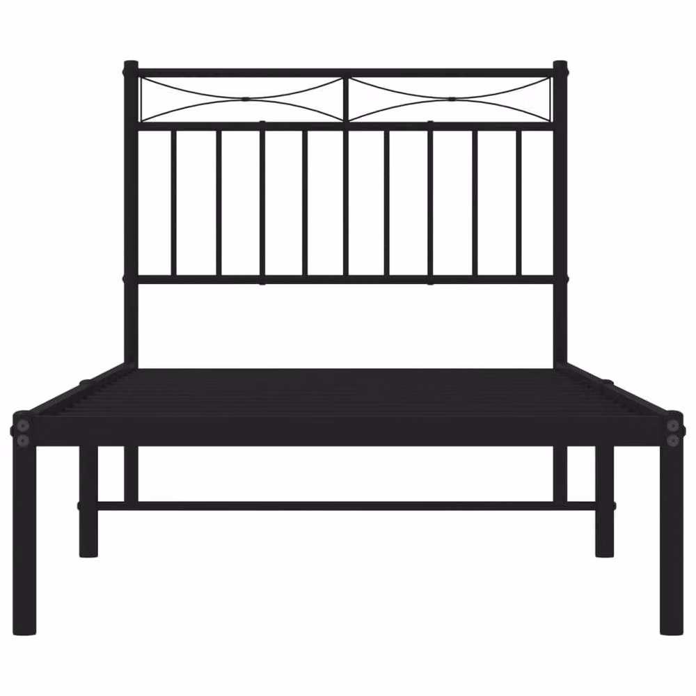 Berkfield Home Metal Bed Frame with Headboard in Black, W/D/H: 90 x 190 cm – 3