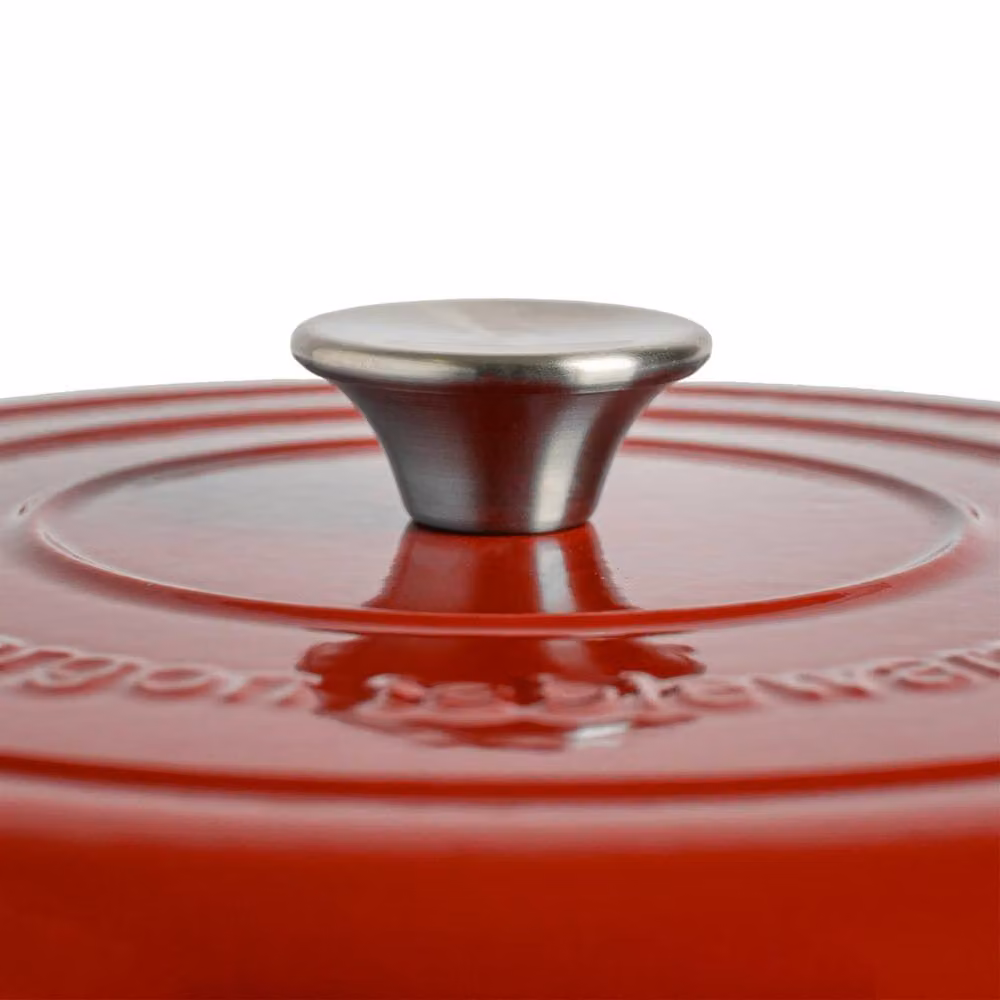 Argon Tableware 2x Shallow Cast Iron Casserole Dishes with Self-Basting Lid, 2.3L, Red – 6