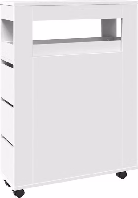 Berkfield Home Narrow Freestanding Bathroom Cabinet with Wheels in White Engineered Wood