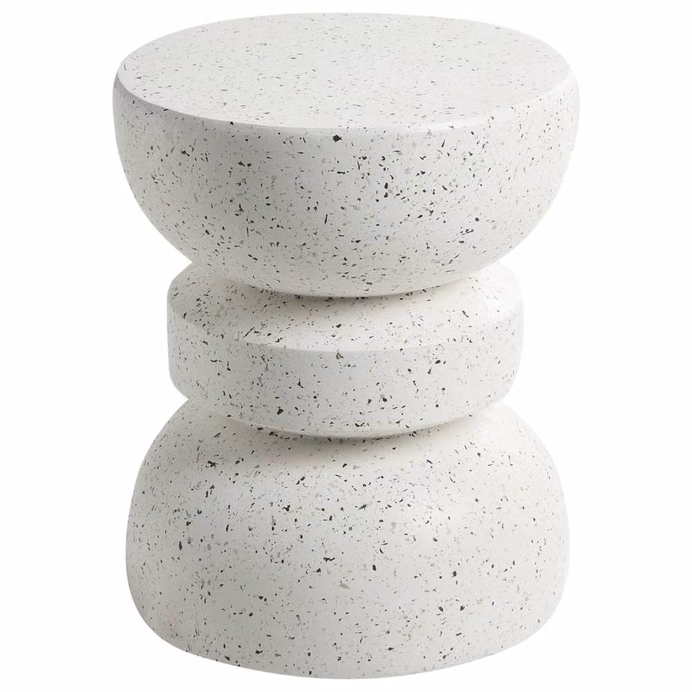 Wyld and Coco Hourglass Accent Side Table in White Terrazzo Effect Ceramic, Height: 37 cm – 2