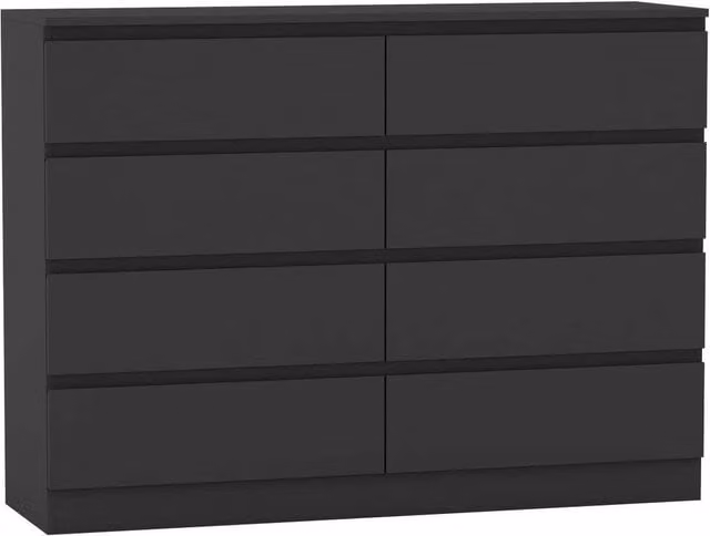 FORGEVIO Modern 8 Drawer Chest in Matt Black