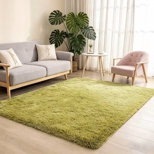 MCC Direct Faux Fur Rectangle Shaggy Area Rug in Green, W/D: 120 x 160 cm – 1