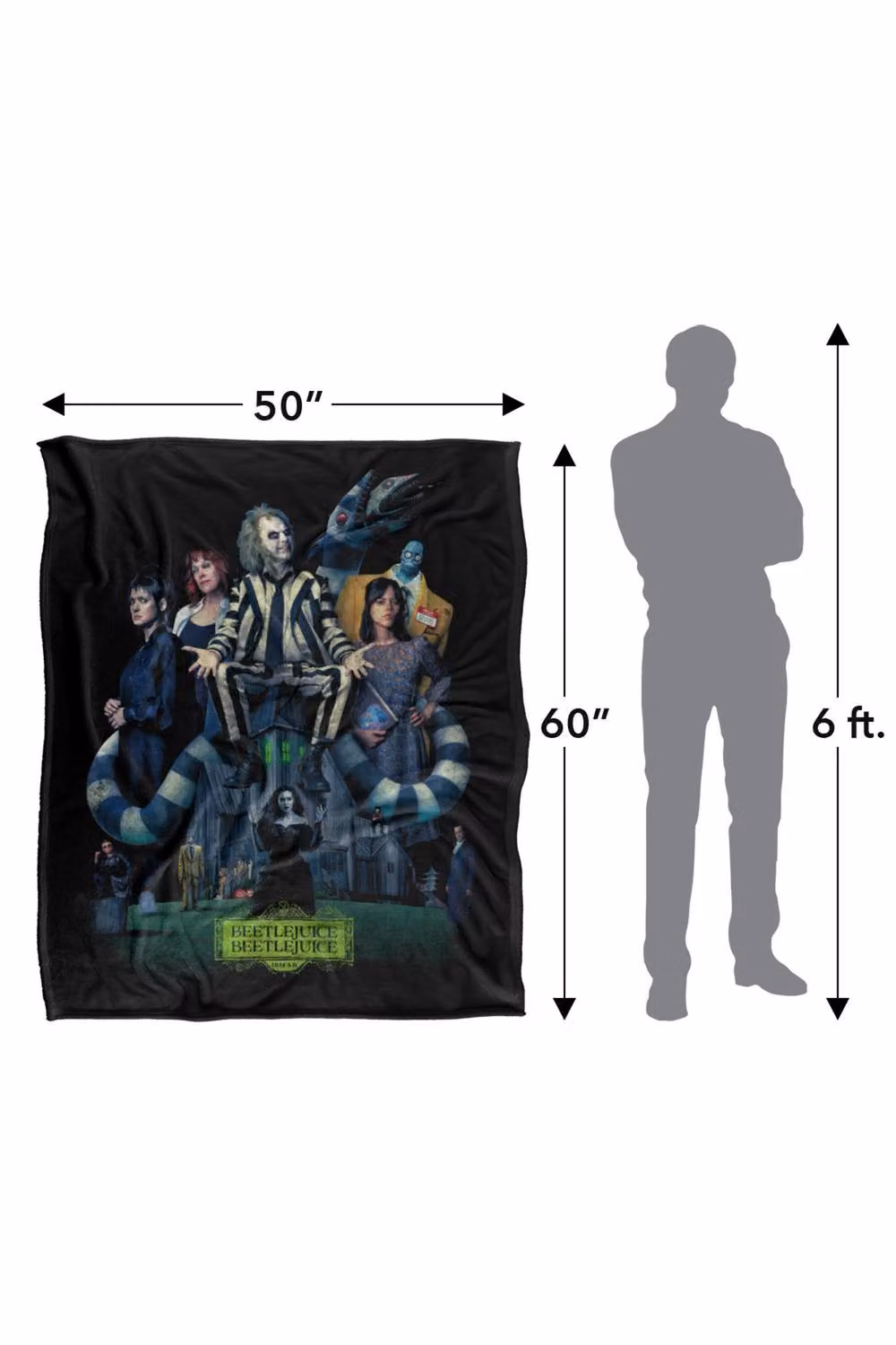 Warner Bros. Beetlejuice Beetlejuice 2024 Vintage Poster Super Soft Fleece Throw Blanket, Multicolour, W: 152 cm, D: 127 cm – 8