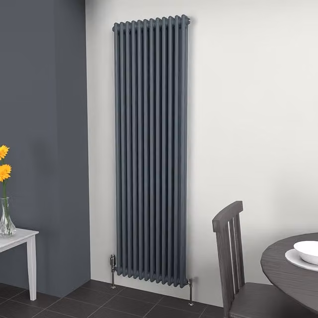 Lux Heat Vertical Coloured Column Radiator in Slate Grey, H 180 cm x W 56 cm