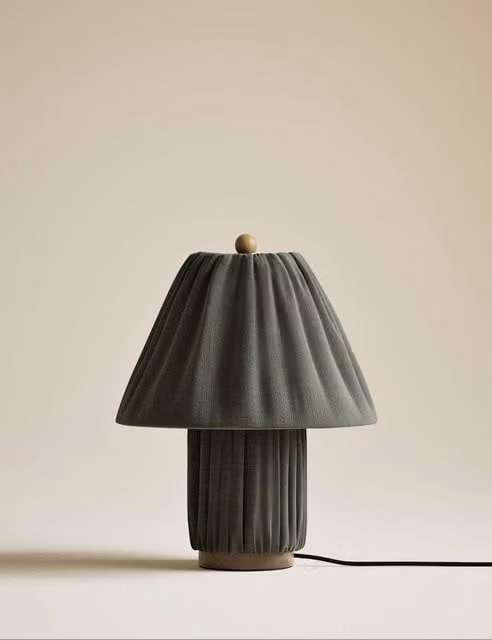 M&S Soft Pleated Fabric Table Lamp in Green