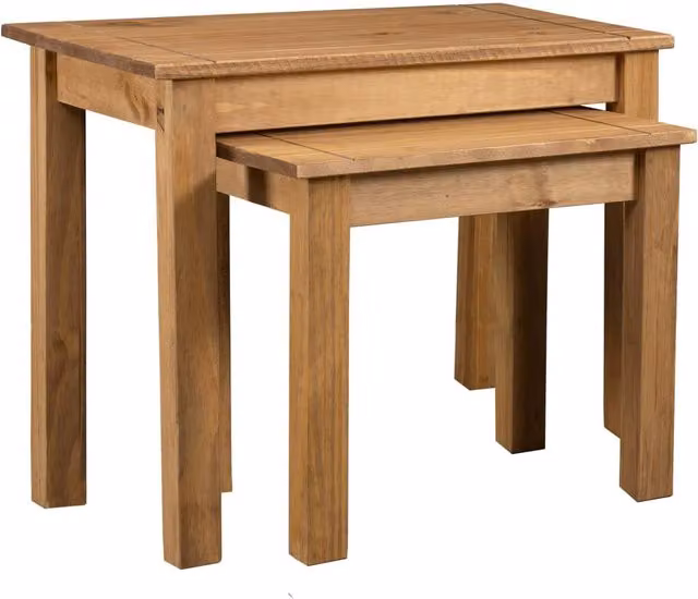 Berkfield Home Panama Range Nesting Tables, Set of 2, Solid Pine Wood, Brown – 1