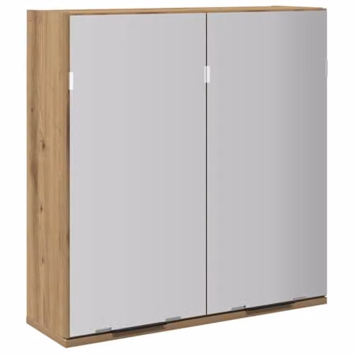 vidaXL Modern Bathroom Mirror Cabinet in Brown with Glass Doors, W/D/H: 64 x 20 x 66.5 cm