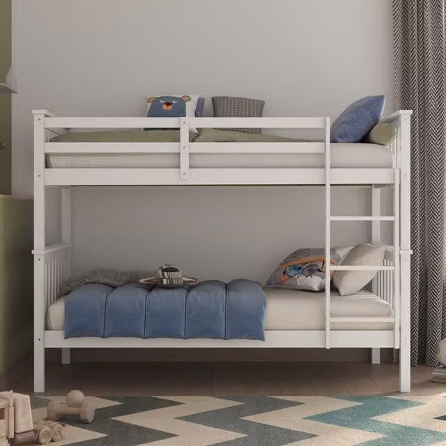 Flair Koop Bunk Bed for Children in White and Grey Solid Wood