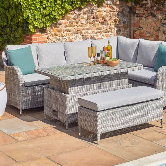 Monte Carlo Stone Modular Outdoor Garden Furniture Dining Set in Grey