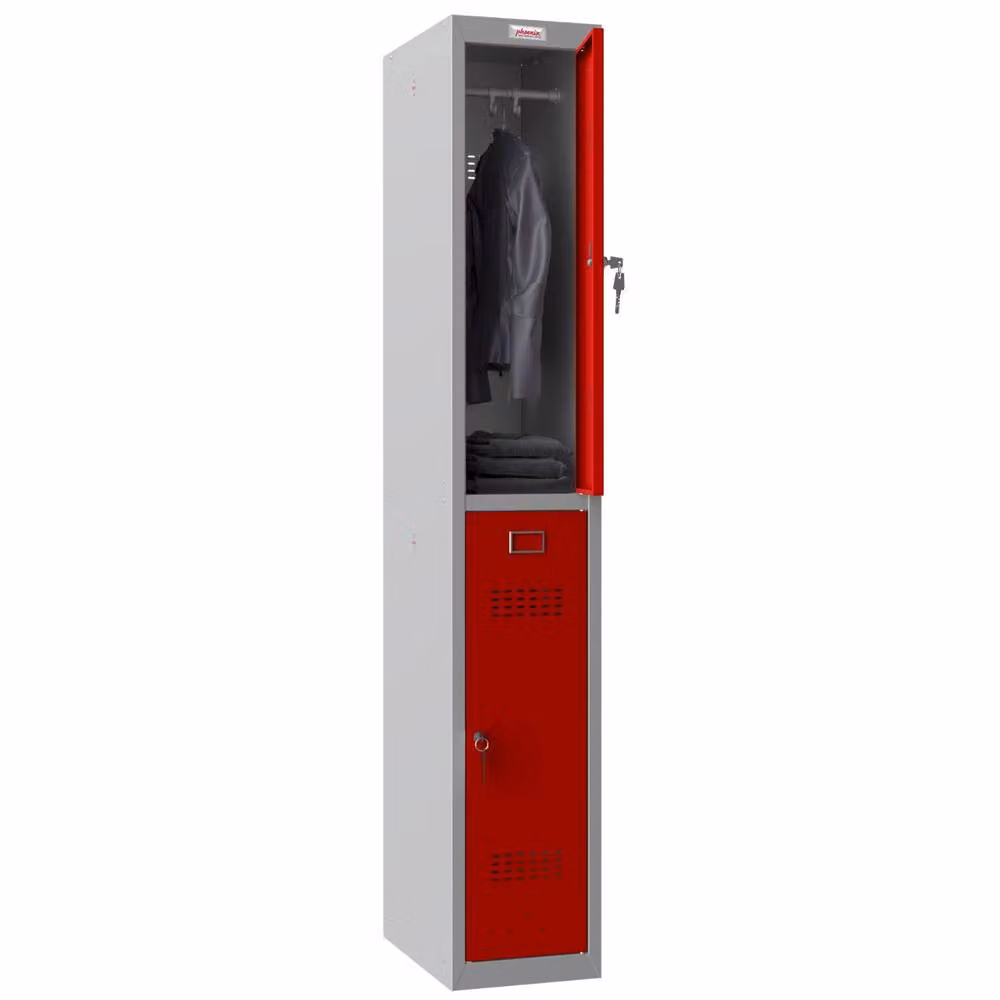 Phoenix Safe Company PL1233GRK Personal Locker in Red with Key Lock and Internal Shelves, H 180 cm x W 100 cm – 2