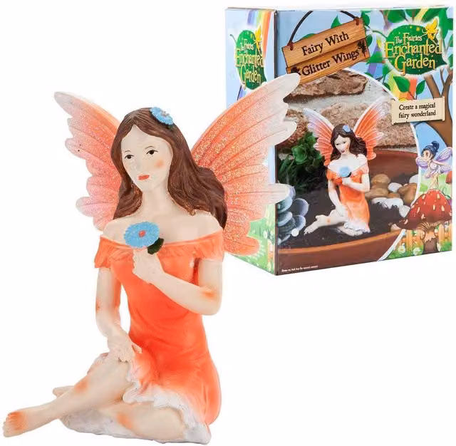 VFM e-Store Pink Glitter Fairy Enchanted Garden Tabletop Ornament