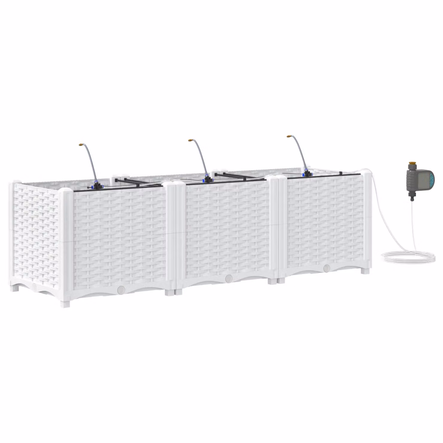 Berkfield Home Garden Planters with Water Irrigation System, 3 Piece Set, White – 2