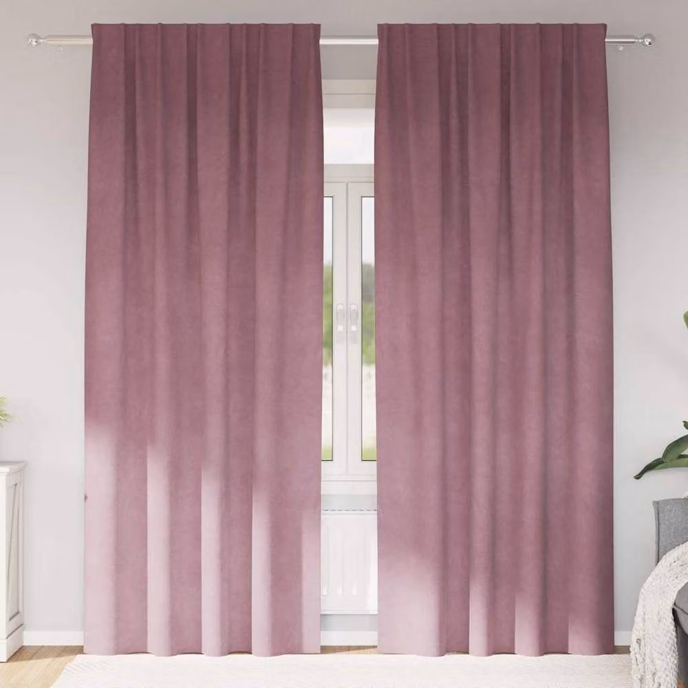 Berkfield Home Modern Blackout Velvet Curtains with Top Tape, 2 Pack, Pink – 2