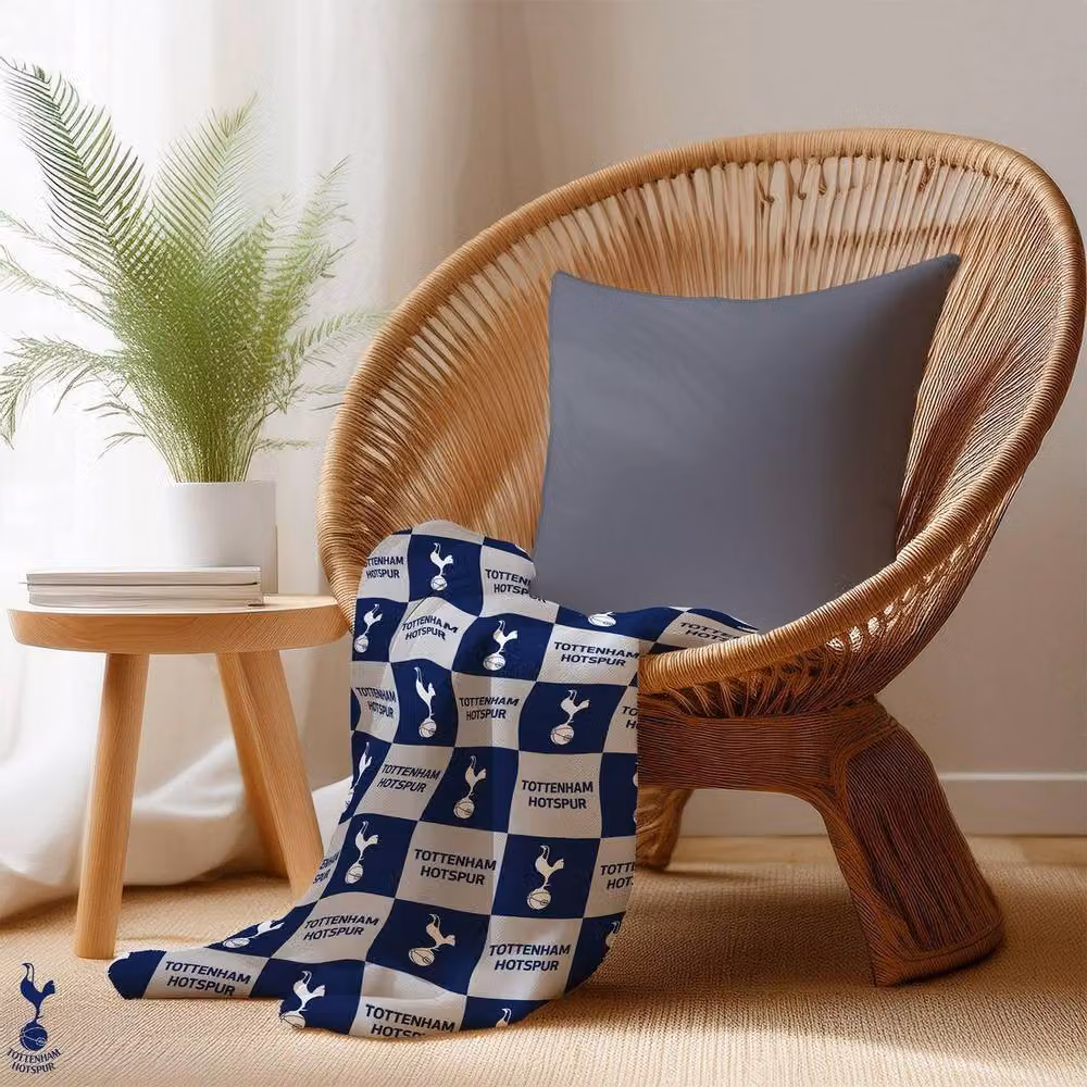 Tottenham Hotspur FC Navy Blue Checked Polyester Fleece Baby Blanket – 2