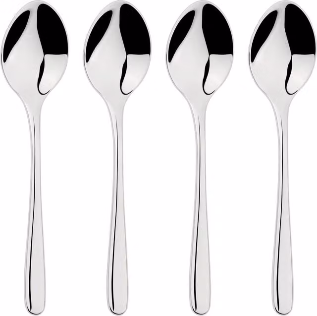 Glim & Glam Sphere Polished Silver 18/8 Stainless Steel Teaspoon 4-Piece Set