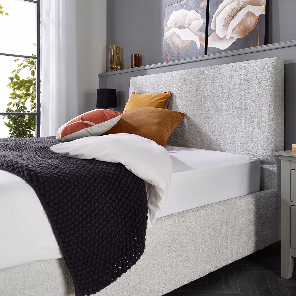 Aspire Grey Bouclé Upholstered Garland Ottoman Bed Frame, W/D/H: 200 x 190 x 35 cm – 2