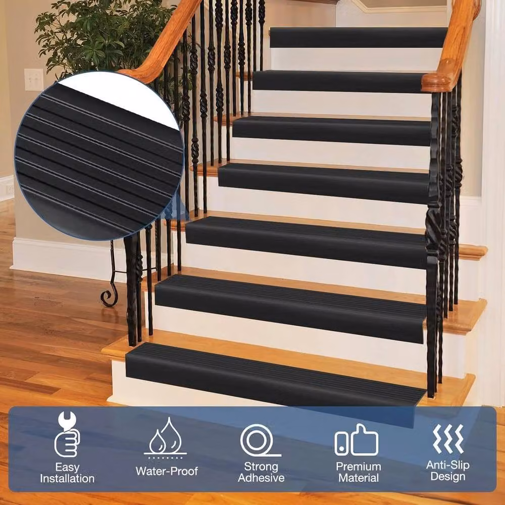 PAWNORA Black 3M Anti Slip PVC Stair Nosing Step Edge Trim – 3