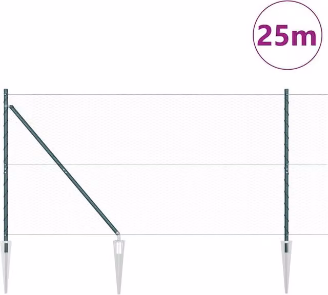 Berkfield Home Green Steel Hexagon Fence, H 1.4 m x W 25 m