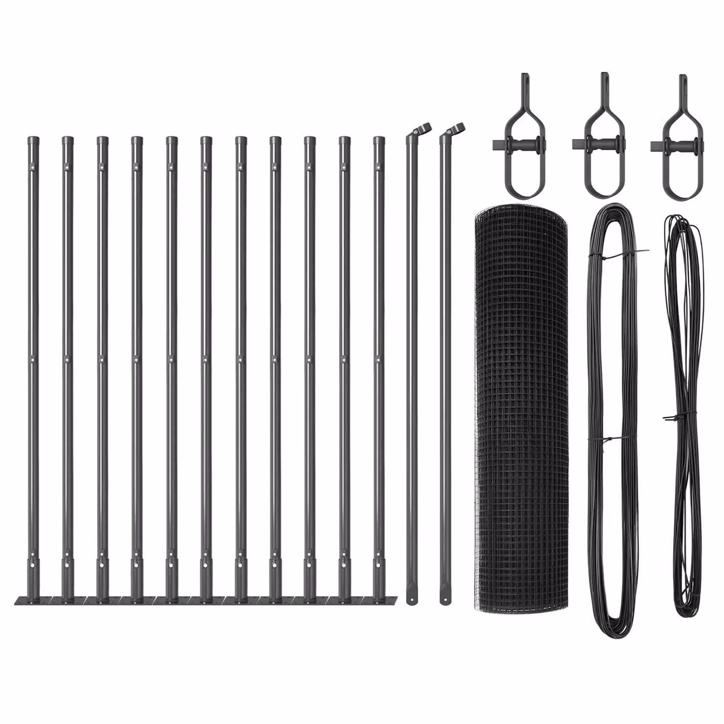 Berkfield Home Grey Powder-Coated Steel Welded Wire Fence with 13 Flanged Posts, W: 0.4 m, L: 25 m – 2