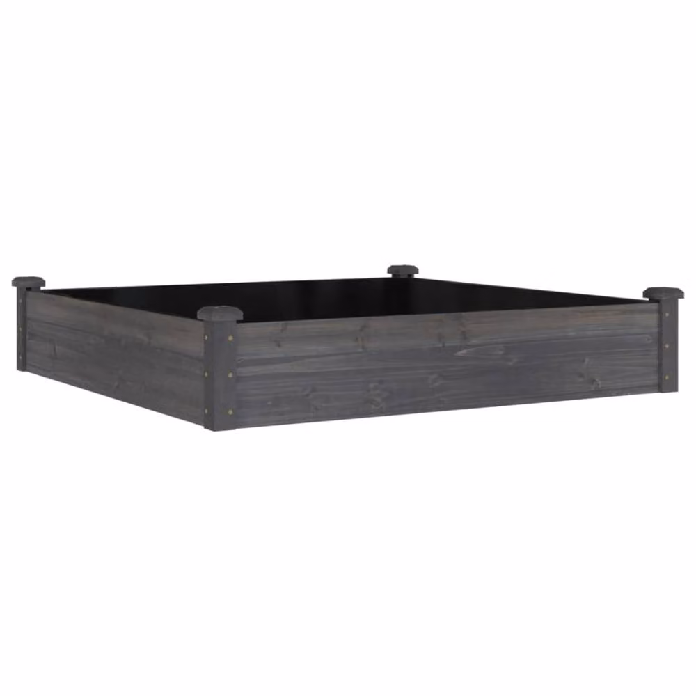 Berkfield Home Garden Raised Bed with Liner in Grey, Solid Wood, W/D/H: 120 x 120 x 25 cm – 3