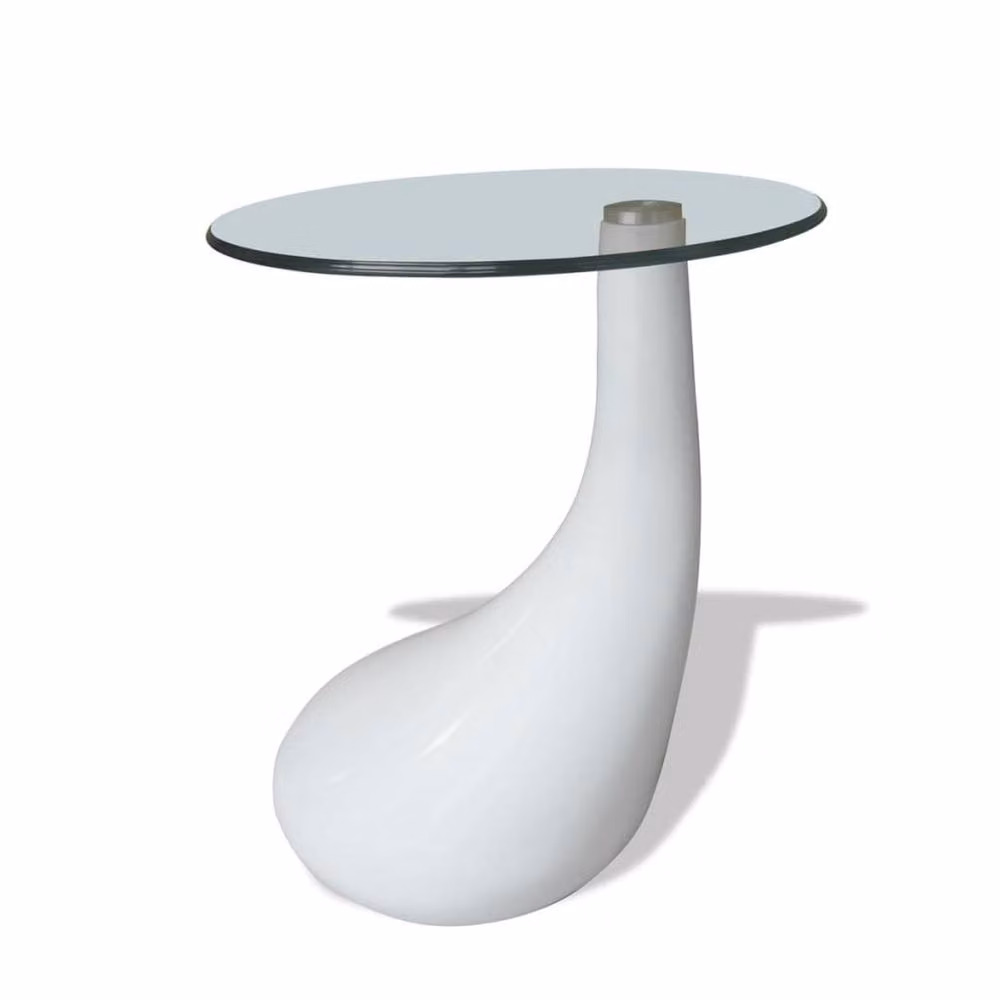 Berkfield Home Round Glass Top Coffee Table in High Gloss White – 2