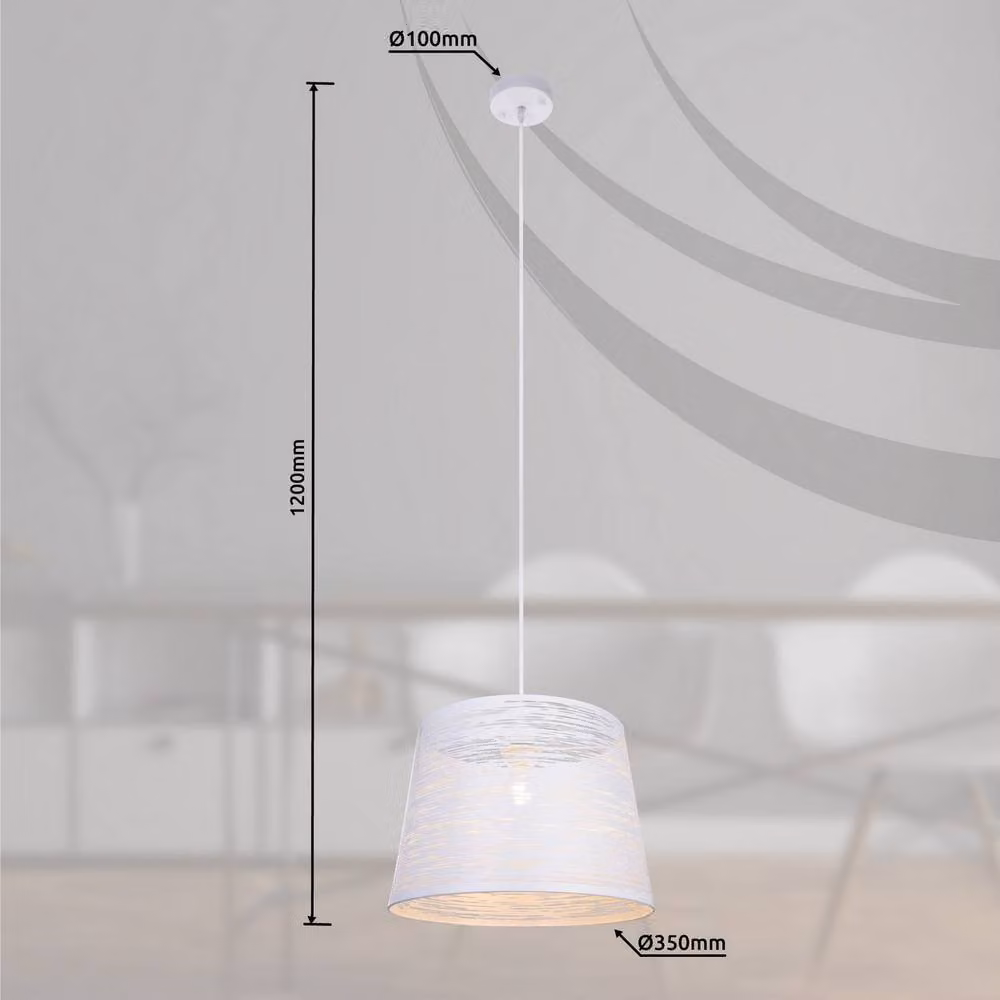 Netlighting Becca White Dome Pendant Ceiling Light with E27 Socket and Adjustable Height – 3