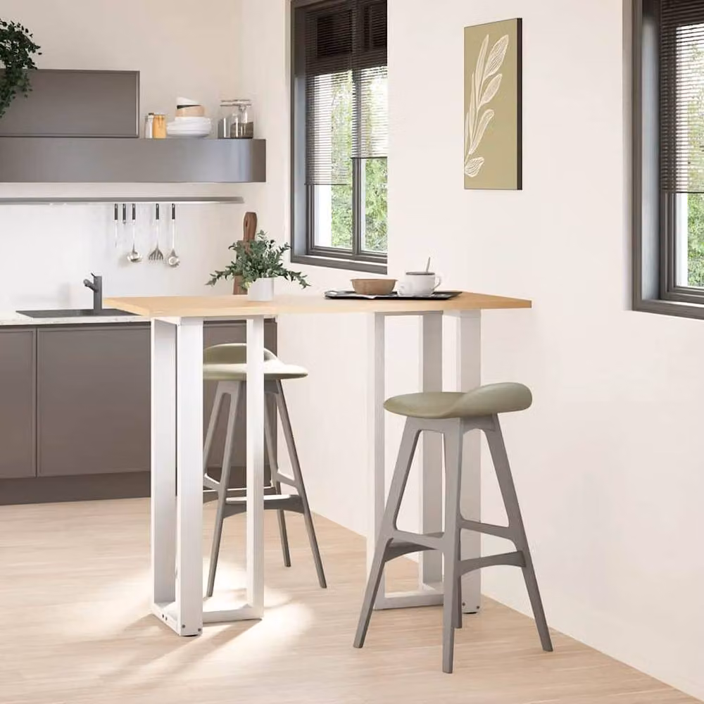 Berkfield Home Modern T-Shaped Bar Table Legs, 2 Pieces, White Steel, W: 50 cm, D: 35 cm, H: 110-111 cm – 2