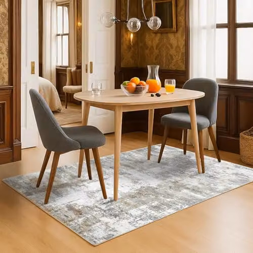 Marlow Abstract Modern Rectangular Area Rug, Multicolour Grey, W: 120 cm, L: 180 cm, Faux Wool and Cotton Blend – 2
