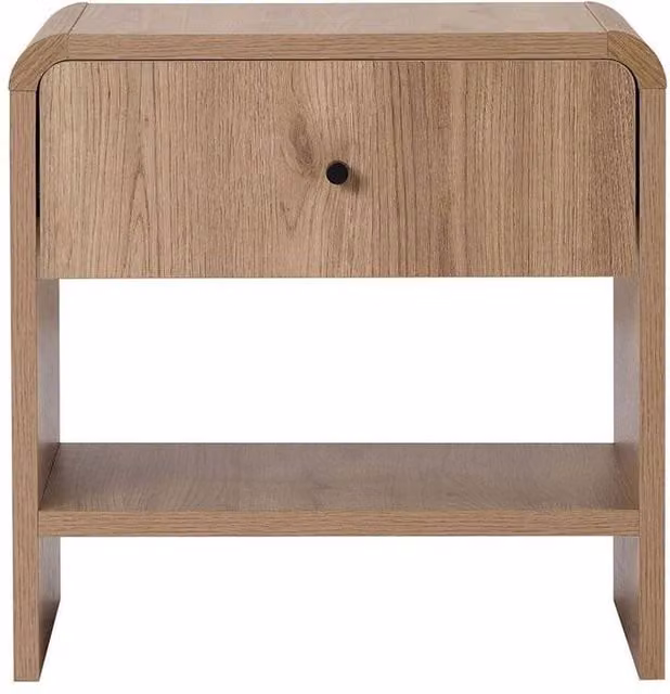 CALICOSY Bedside Table with 1 Drawer and 1 Niche in Light Oak