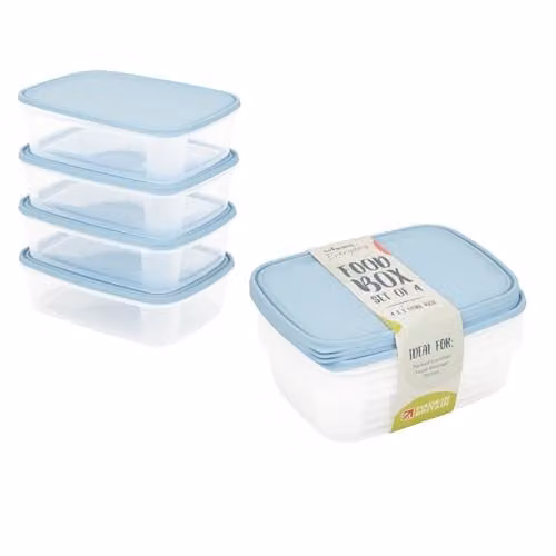 Wham Cuisine Transparent Food Storage Container Set of 4 with Snap Lids, 1 l each