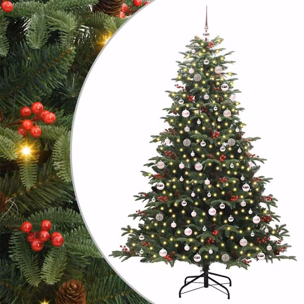 Berkfield Home Elegant Green Artificial Christmas Tree with 300 LEDs and Stand – 3