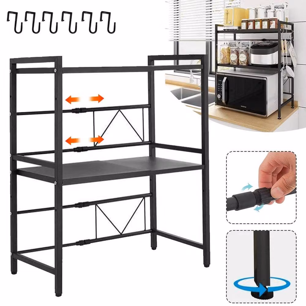 SPETLEK 3 Tier Expandable Microwave Oven Rack Shelf in Black – 2