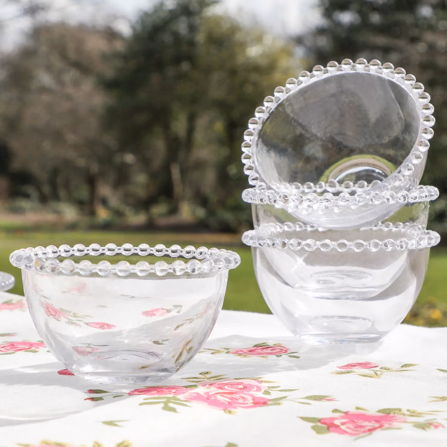 Dibor Traditional Bella Perle Glassware Trifle and Kitchen Baking Dessert Bowl Set, Clear, 5 Pack – 2