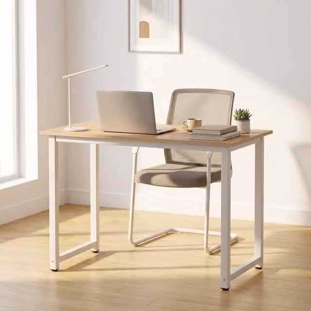 STILVORA White Writing Desk with Metal Frame, W: 100 cm, D: 60 cm, H: 76 cm – 1