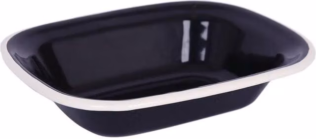 Argon Tableware Black and White Enamel Steel Rectangular Pie Dish, W: 18 cm, D: 13.5 cm