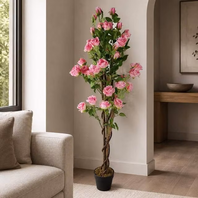 Leaf Premium Pink Artificial Rose Tree, Height: 150 cm – 1
