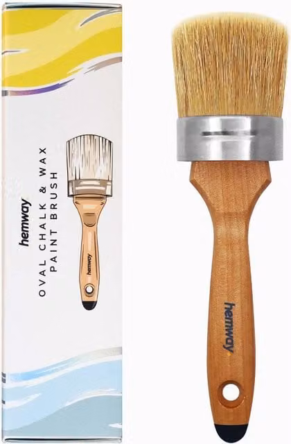 Hemway Premium Handmade Oval Chalk, Lacquer and Wax Paint Brush in Brown and Multicolour