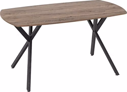 Seconique Athens Rectangular Dining Table in Brown and Black with X-Frame Legs, W: 140 cm – 1