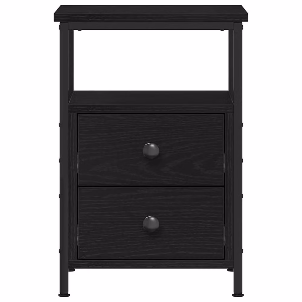 Berkfield Home Set of 2 Black Oak Bedside Cabinets, W/D/H: 34 x 35.5 x 50 cm – 5