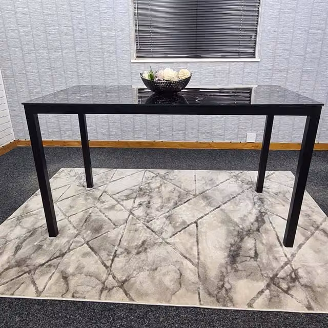 Kosy Koala Modern Black Glossy Glass Dining Table for 4 Adults, W/D/H: 120 x 70 x 75 cm