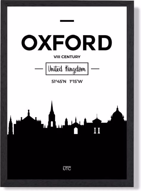 ARTZE Oxford Black and White City Skyline Framed Paper Poster Print – 1