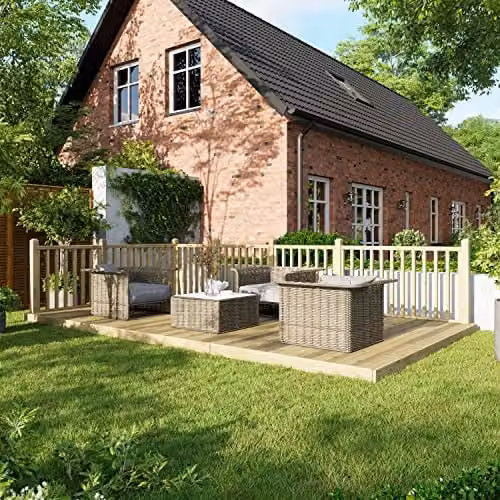 Powersheds Premium Wooden Decking Kit with Hand Rails in Brown
