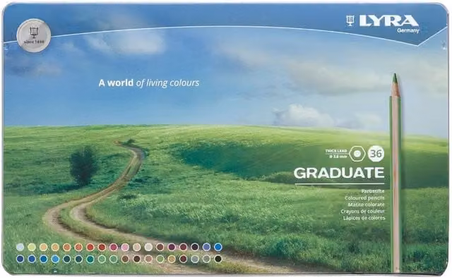 Lyra Graduate Coloured Pencils 36 Piece Multi Colour Set in Metal Tin