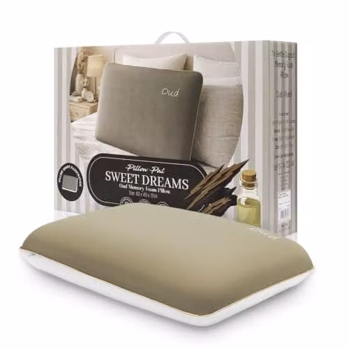 Gaveno Cavailia Oud Scent Infused Memory Foam Pillow in Brown, W/D/H: 60 x 40 x 13 cm – 1