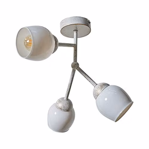 ValueLights Modern 3 Way Silver Metal and White Glass Ceiling Bar Light with Warm White LED Bulb